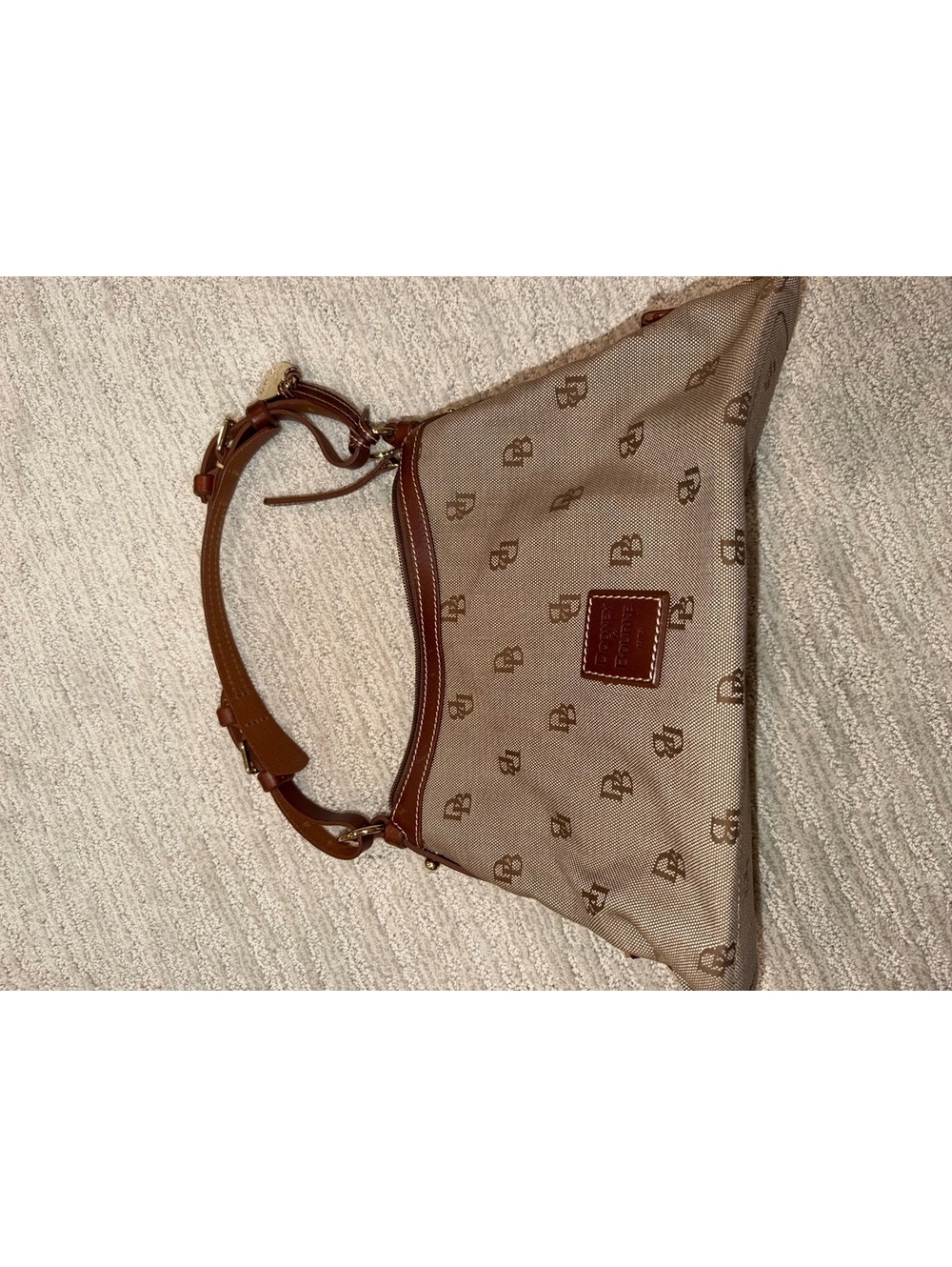 Dooney & Bourke beige monogram shoulder bag